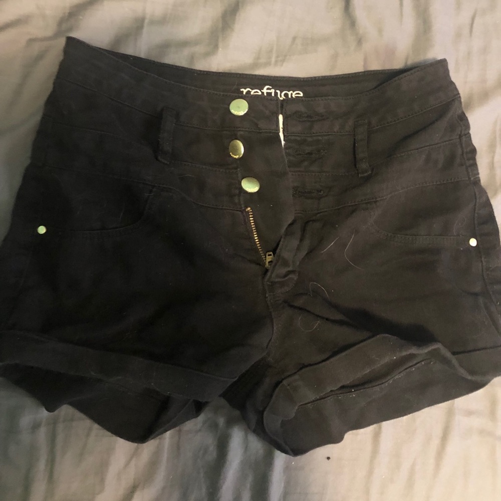 high waisted black jean shorts